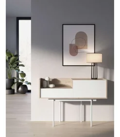 Recibidor modelo 673 acabado roble/blanco, 84cm(alto) 122cm(ancho) 42cm(prof.)