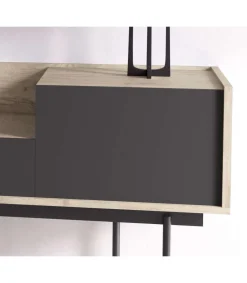 Recibidor modelo 671 acabado roble combinado con grafito, 84cm(alto) 98cm(ancho) 31cm(prof.)