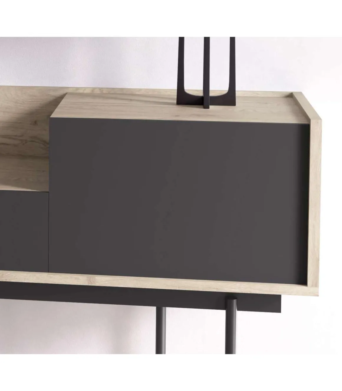 Recibidor modelo 671 acabado roble combinado con grafito, 84cm(alto) 98cm(ancho) 31cm(prof.)
