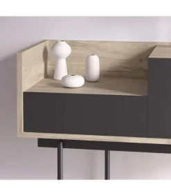 Recibidor modelo 671 acabado roble combinado con grafito, 84cm(alto) 98cm(ancho) 31cm(prof.)