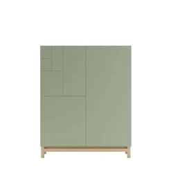 Recibidor zapatero modelo 515 acabado roble claro/verde, 90x112x27 (ancho x alto x fondo)
