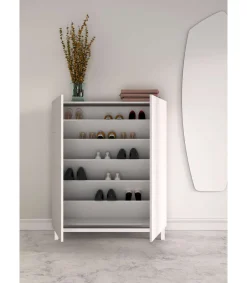 Recibidor zapatero modelo 515 acabado blanco, 90x112x27 (ancho x alto x fondo)