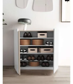 Recibidor zapatero modelo 516 acabado blanco/roble claro, 90 x 95 x 35 (alto x ancho x fondo)