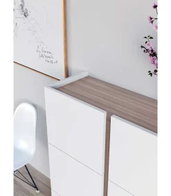 Recibidor zapatero modelo 517 acabado blanco/nogal claro, 122 x 95 x 35 (alto x ancho x fondo)