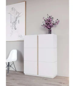 Recibidor zapatero modelo 517 acabado blanco/roble claro, 122 x 95 x 35 (alto x ancho x fondo)