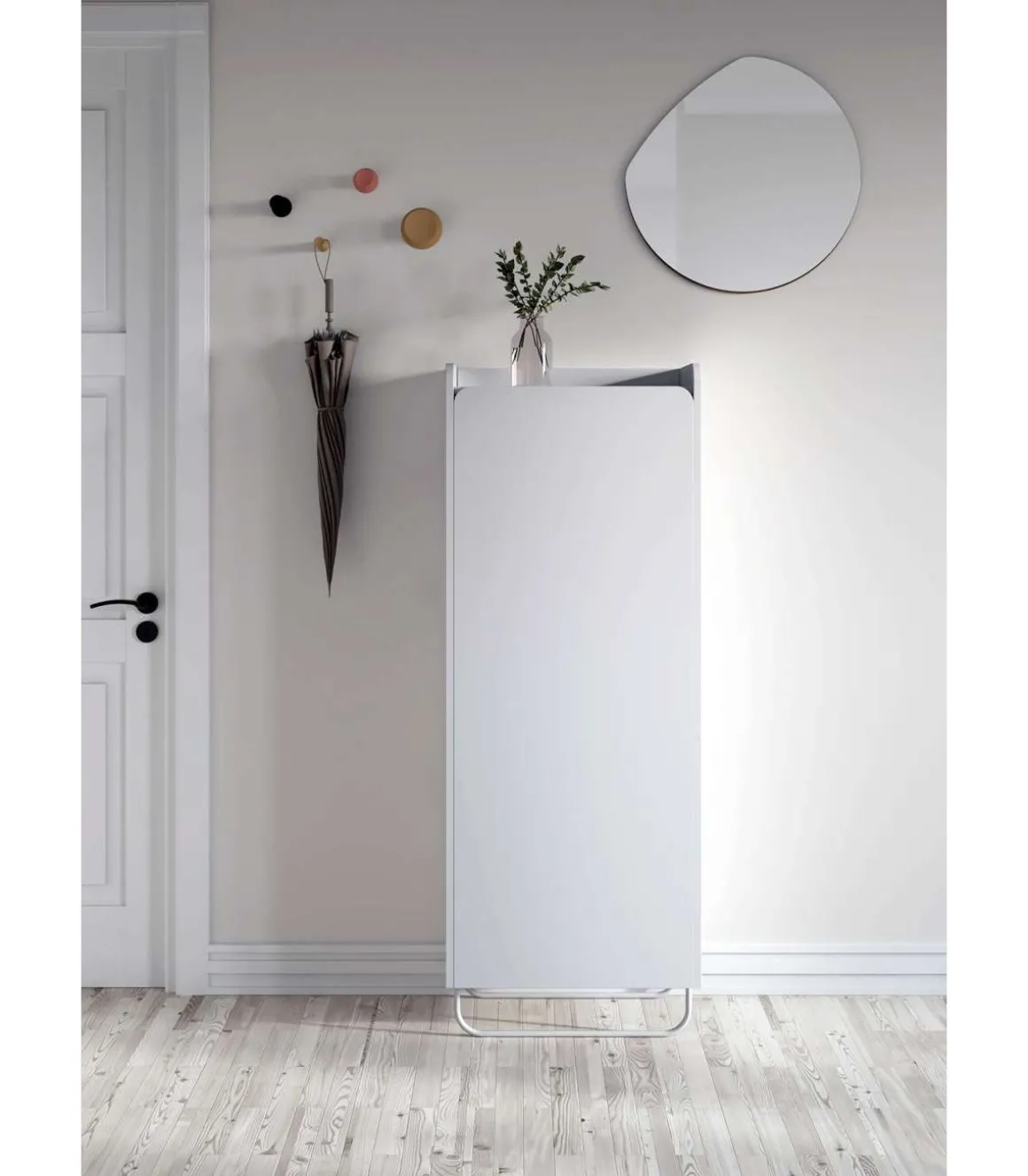 Recibidor zapatero 1 puerta Modelo 525 acabado blanco. 133cm(alto) 50cm(ancho) 28cm(fondo).