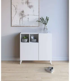 Recibidor zapatero 2 puertas en blanco. 87 cm (alto) x 90 cm (ancho) x 27 cm (prof.)