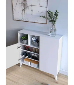 Recibidor zapatero 2 puertas en blanco. 87 cm (alto) x 90 cm (ancho) x 27 cm (prof.)