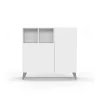 Recibidor zapatero 2 puertas en blanco patas en gris. 87 cm (alto) x 90 cm (ancho) x 27 cm (prof.)