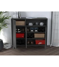 Recibidor zapatero 3 puertas Modelo 520 acabado grafito. 88 cm (alto) x 100 cm (ancho) x 37 cm (prof.)