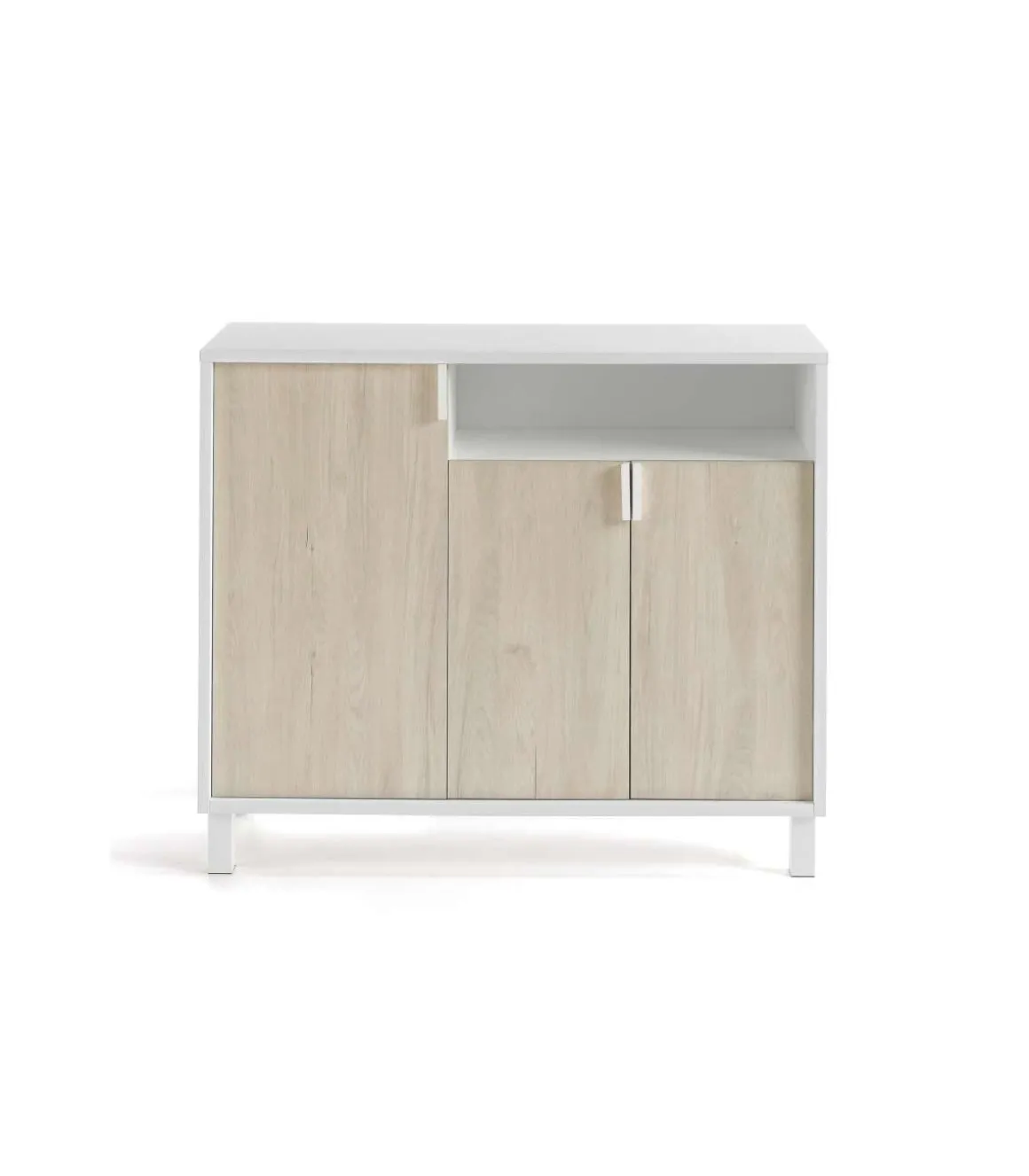Recibidor zapatero 3 puertas Modelo 520 acabado blanco/roble claro. 88 cm (alto) x 100 cm (ancho) x 37 cm (prof.)