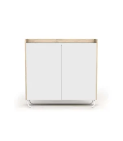 Recibidor zapatero 2 puertas modelo 526 acabado roble claro/blanco, 87 cm (alto) x 90 cm (ancho) x 25.5 cm (prof.)
