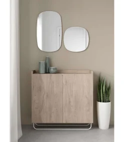 Recibidor zapatero 2 puertas modelo 526 acabado roble claro, 87 cm (alto) x 90 cm (ancho) x 25.5 cm (prof.)