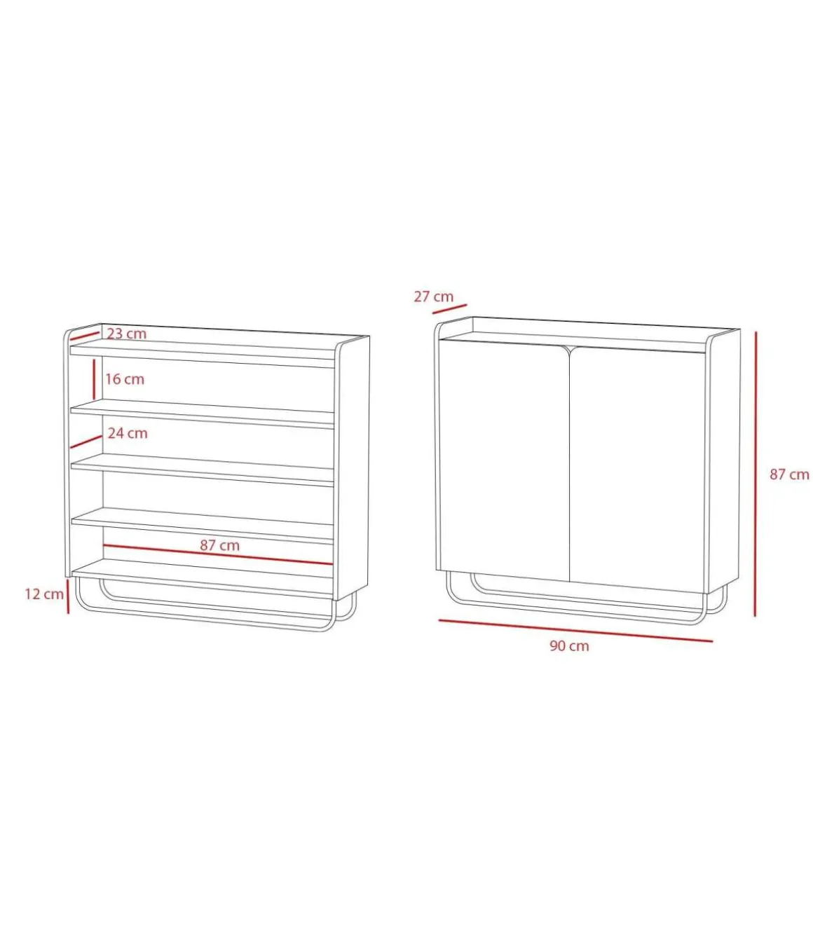 Recibidor zapatero 2 puertas modelo 526 acabado grafito, 87 cm (alto) x 90 cm (ancho) x 25.5 cm (prof.)