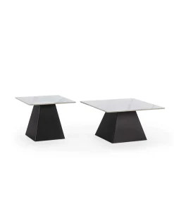 Set de 2 mesas de centro modelo Jana acabado blanco/negro, 43/48cm(alto) 80/60cm(ancho) 80/60m(fondo).