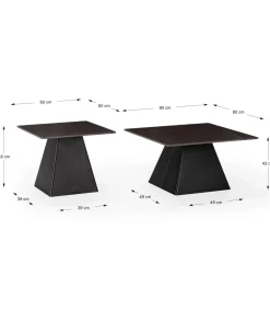 Set de 2 mesas de centro modelo Jana acabado negro, 43/48cm(alto) 80/60cm(ancho) 80/60m(fondo).