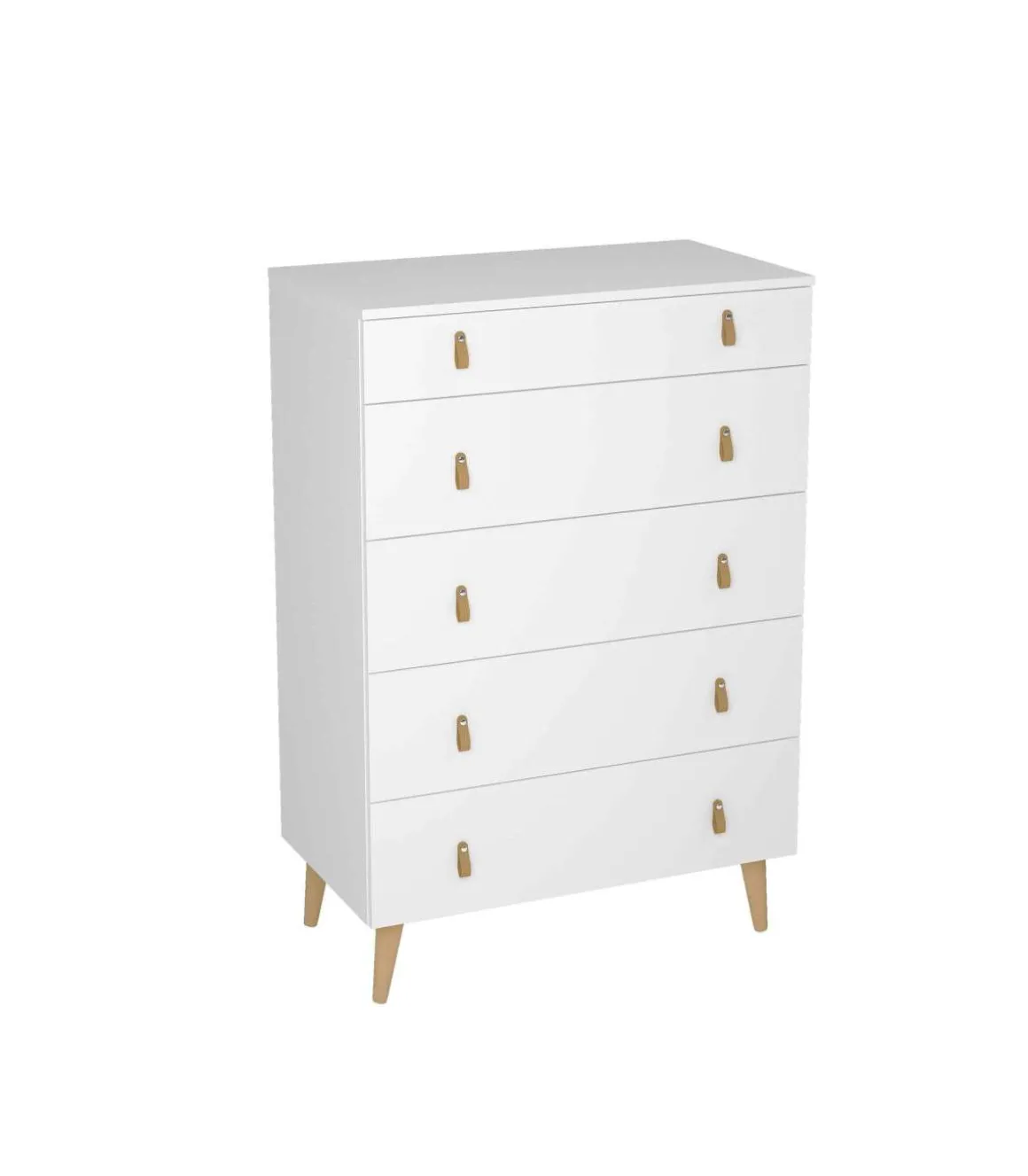 Sifonier Tokio con 5 Cajones en blanco. 119 cm(alto), 80 cm(ancho), 48 cm(fondo)