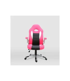Silla de escritorio Victoria en rosa y negro. Alto: 112-120, Ancho: 70, Fondo: 51