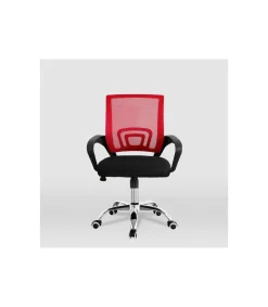 Silla de estudio juvenil Martina en rojo y negro. Alto: 88-98, Ancho: 57, Fondo: 53.5
