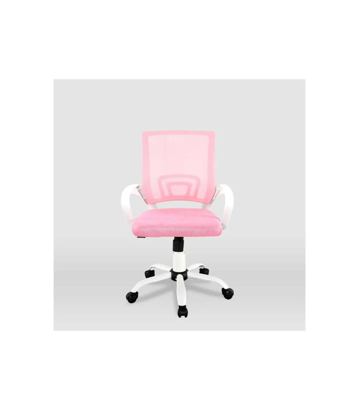 Silla de estudio juvenil Martina en rosa y blanco. Alto: 88-98, Ancho: 57, Fondo: 53.5.
