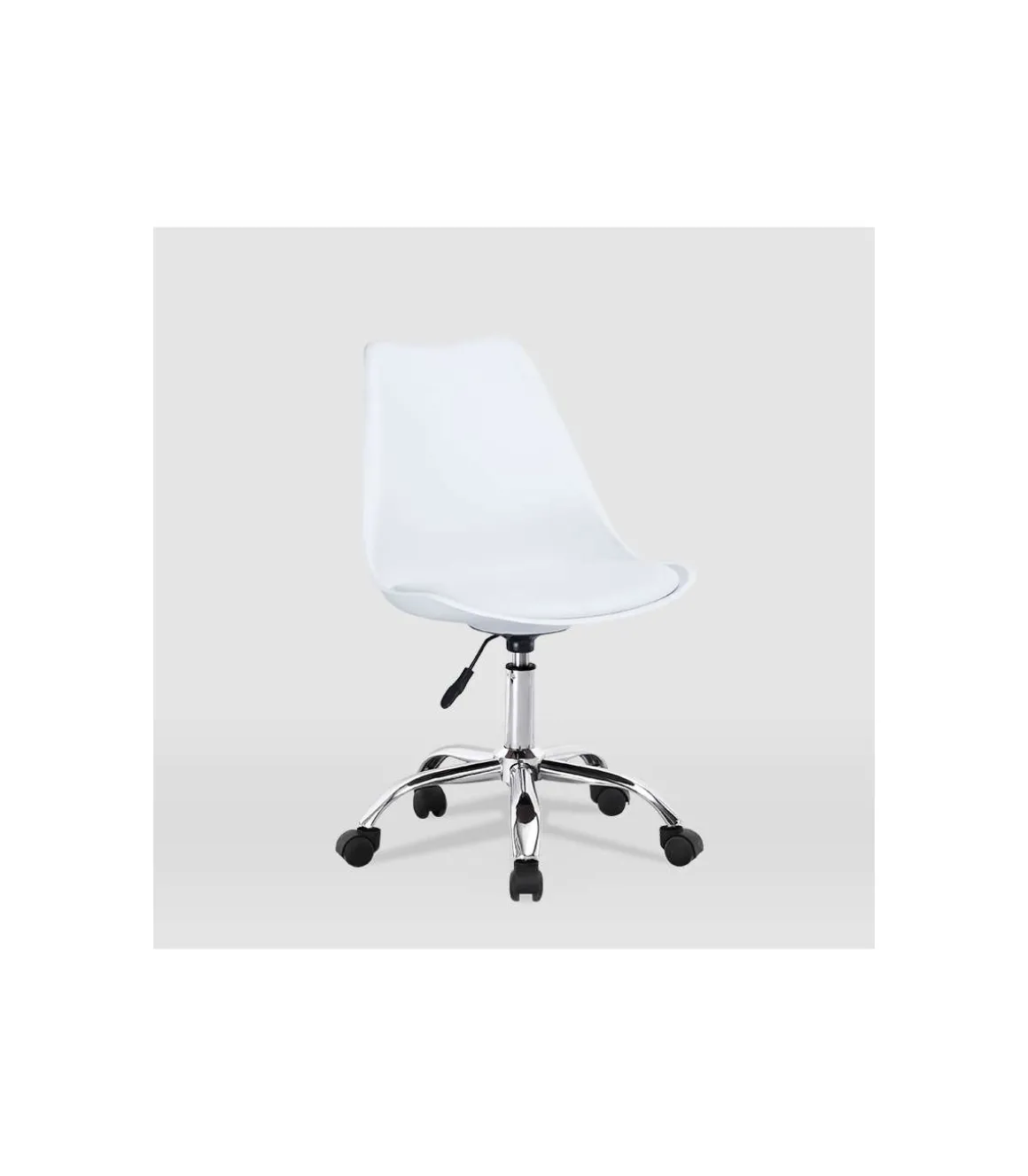 Silla de oficina Adriana acabado blanco. Alto: 85.5-100.5cm Ancho: 47.5cm Fondo: 54.5cm.