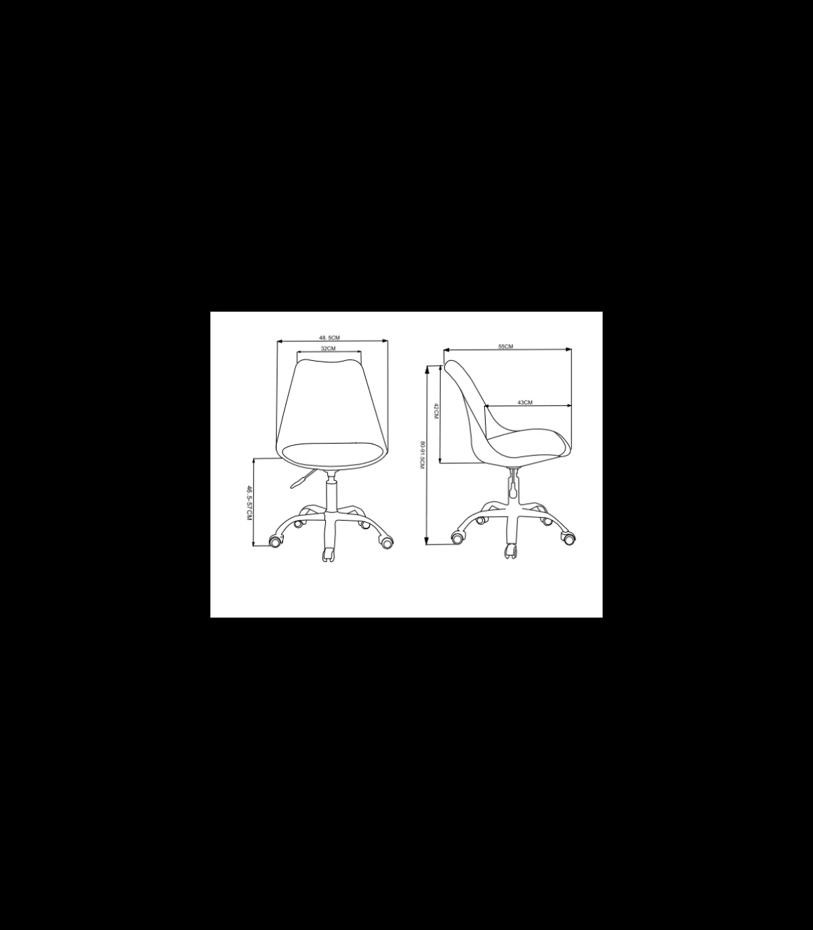 Silla de oficina Adriana acabado gris. Alto: 85.5-100.5cm Ancho: 47.5cm Fondo: 54.5cm.