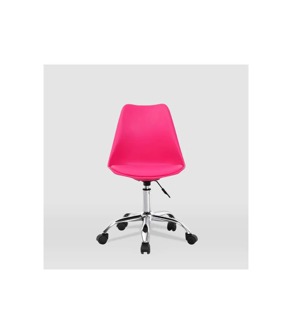 Silla de oficina Adriana acabado rosa. Alto: 85.5-100.5cm Ancho: 47.5cm Fondo: 54.5cm.
