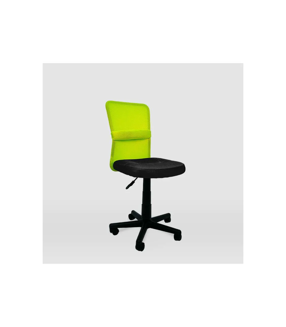 Silla de oficina Alba acabado negro/verde. Alto: 83.5-95.5cm Ancho: 55cm Fondo: 55cm.