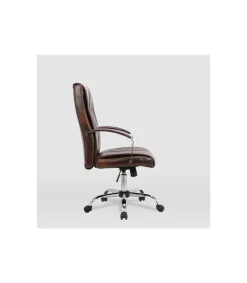 Silla de oficina Belinda en piel sintética marrón envejecido. Alto: 110/119.5cm Ancho: 60.5cm Fondo: 69.5cm.