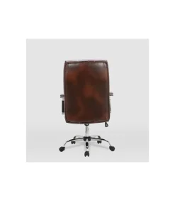 Silla de oficina Belinda en piel sintética marrón envejecido. Alto: 110/119.5cm Ancho: 60.5cm Fondo: 69.5cm.