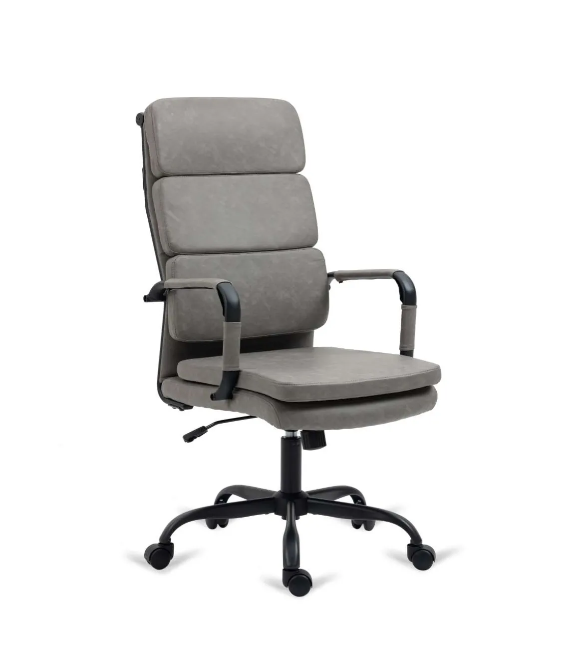 Silla de oficina Bezos altura regulable acabado en polipiel gris. 53m(ancho ) 105/115cm(altura) 61cm(fondo)