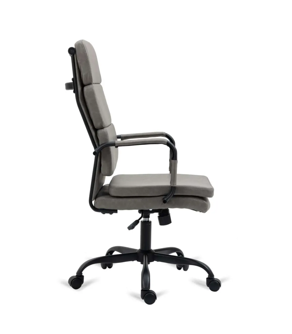 Silla de oficina Bezos altura regulable acabado en polipiel gris. 53m(ancho ) 105/115cm(altura) 61cm(fondo)