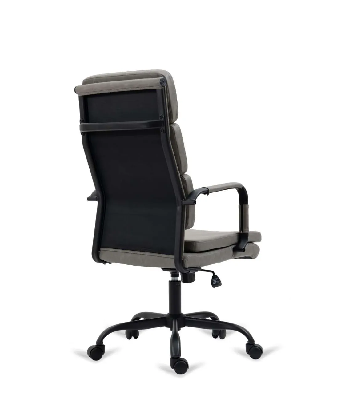 Silla de oficina Bezos altura regulable acabado en polipiel gris. 53m(ancho ) 105/115cm(altura) 61cm(fondo)