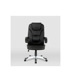 Silla de oficina Elisabeth en piel sintética negra. Alto: 115.5/125.5cm Ancho: 64.5cm Fondo: 70.5cm.