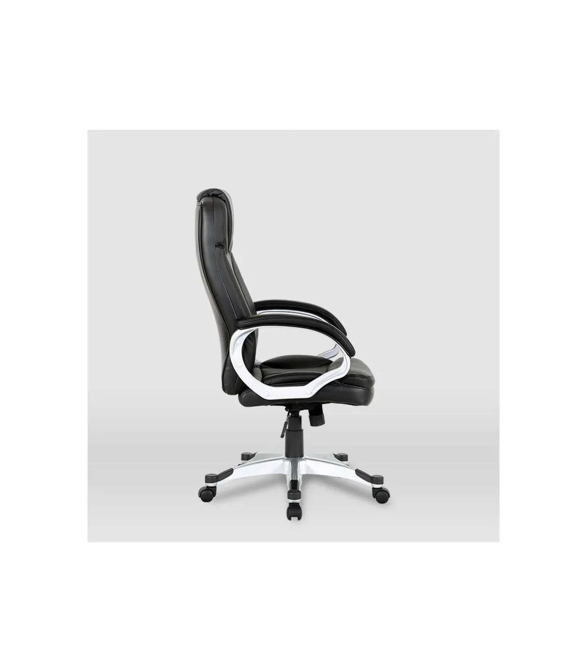 Silla de oficina Elisabeth en piel sintética negra. Alto: 115.5/125.5cm Ancho: 64.5cm Fondo: 70.5cm.