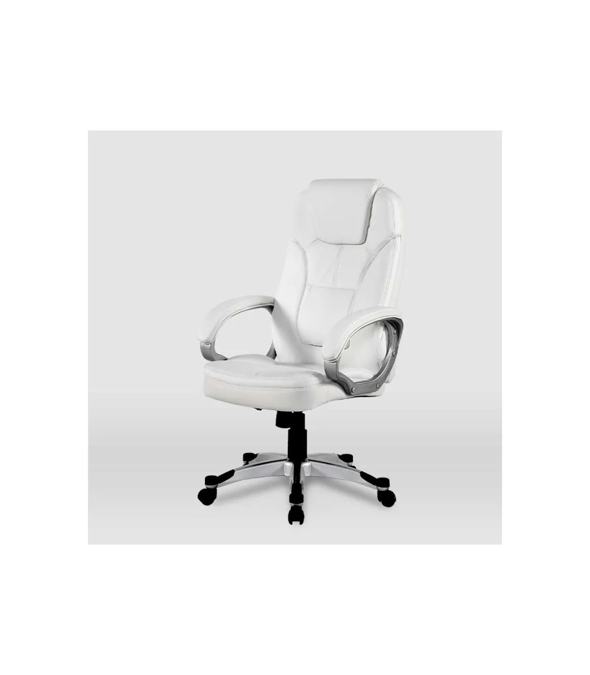 Silla de oficina Elisabeth en piel sintética blanca. Alto: 115.5/125.5cm Ancho: 64.5cm Fondo: 70.5cm.