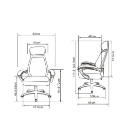 Silla de oficina Erika en negro. Alto: 114,5-122,5, Ancho: 62, Fondo: 58.
