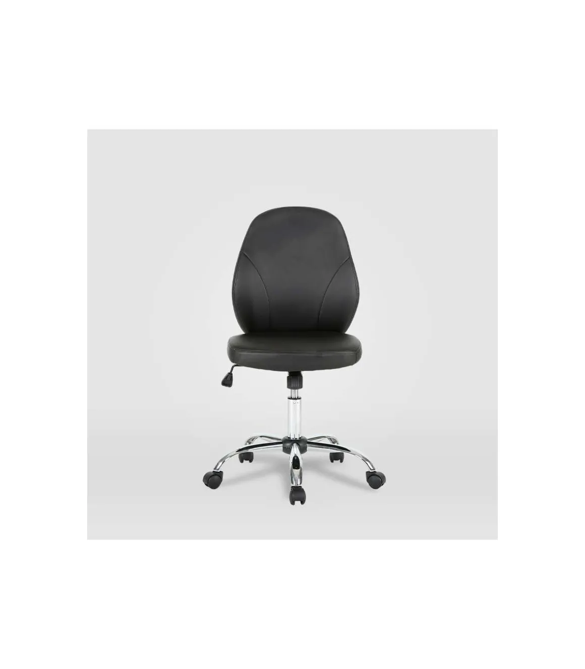 Silla de oficina Estela en piel sintética negra. Alto: 90.5-100.5cm Ancho: 45, Fondo: 56.