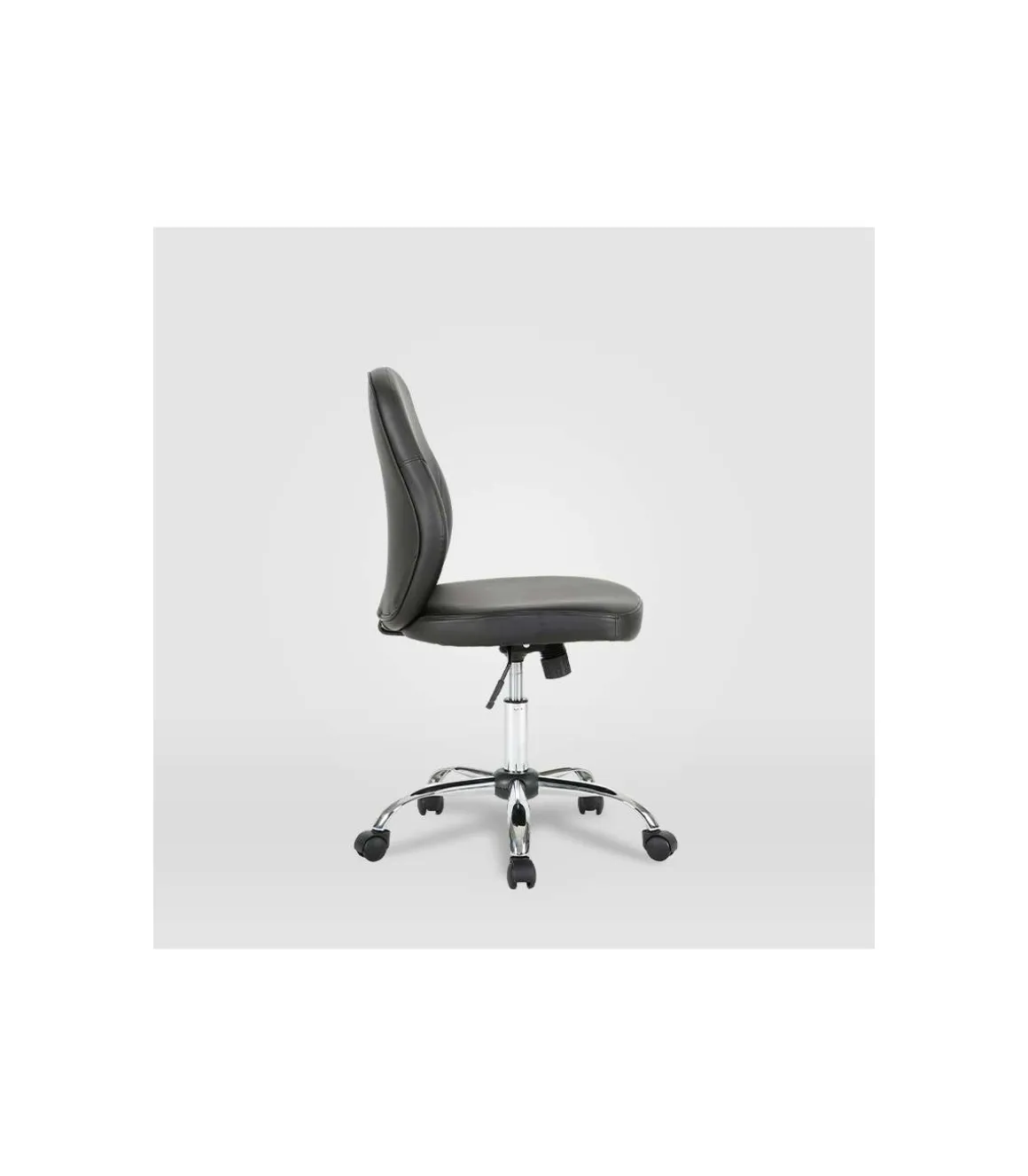 Silla de oficina Estela en piel sintética negra. Alto: 90.5-100.5cm Ancho: 45, Fondo: 56.