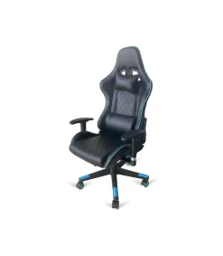 Silla de oficina gaming modelo Matrix altura regulable acabado negro/azul. 70cm(ancho ) 125/135cm(altura) 65cm(fondo)