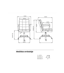 Silla de oficina Isabella en blanco. Alto: 89-104, Ancho: 51, Fondo: 49.