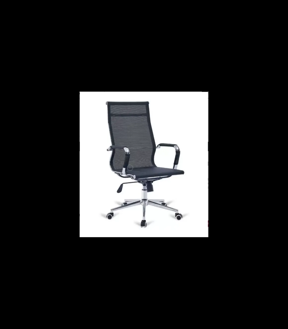 Silla de oficina Niza alta con malla, altura regulable acabado en negro. 54cm(ancho ) 101/108cm(altura) 108cm(fondo)