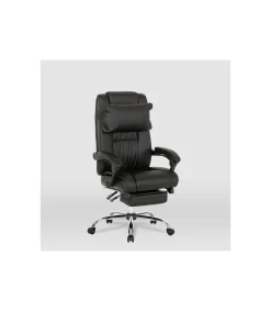 Silla de oficina Samanta en piel sintética negra. Alto: 118/125.5cm Ancho: 63.5cm Fondo: 64cm.