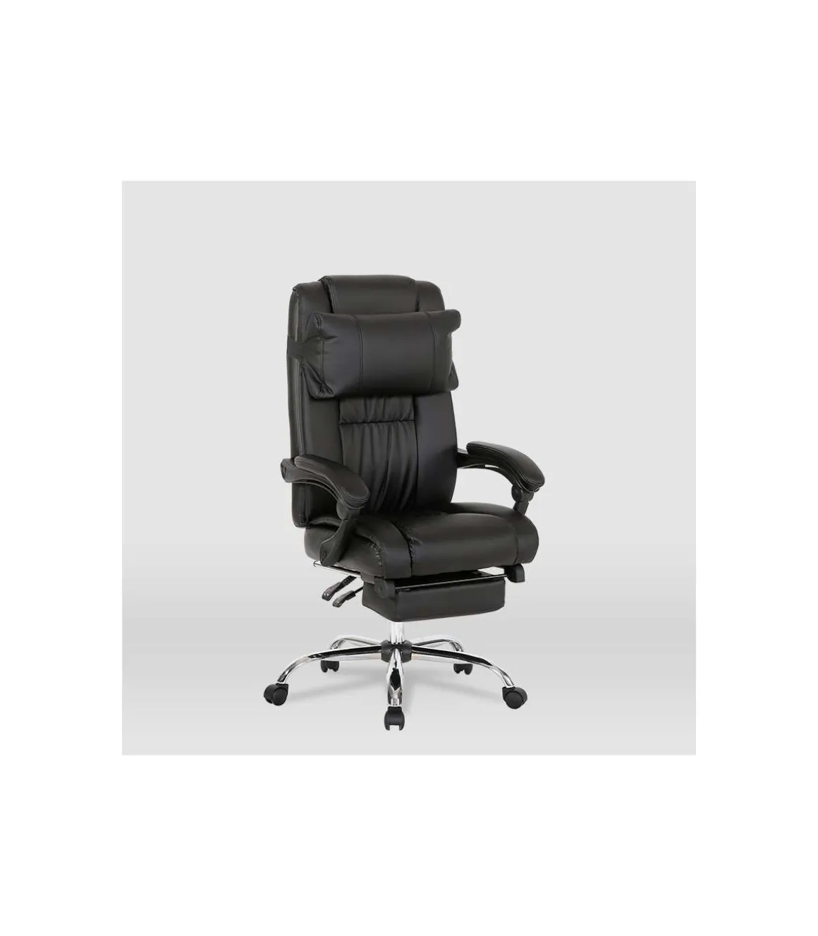Silla de oficina Samanta en piel sintética negra. Alto: 118/125.5cm Ancho: 63.5cm Fondo: 64cm.