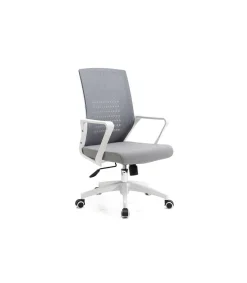 Silla despacho de diseño moderno giratoria elevable acabado gris/blanco, 92-105 cm(alto)58 cm(ancho)50 cm(largo)