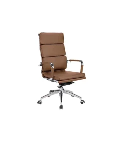 Silla despacho giratoria elevable piel sintetica en color marrón, 109-116 cm(alto)61 cm(ancho)69 cm(largo)