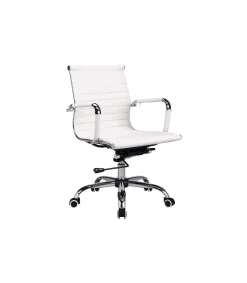 Silla despacho giratoria elevable acabado simil piel blanco, 58 cm(ancho) 90/97 cm(altura) 64 cm(fondo)