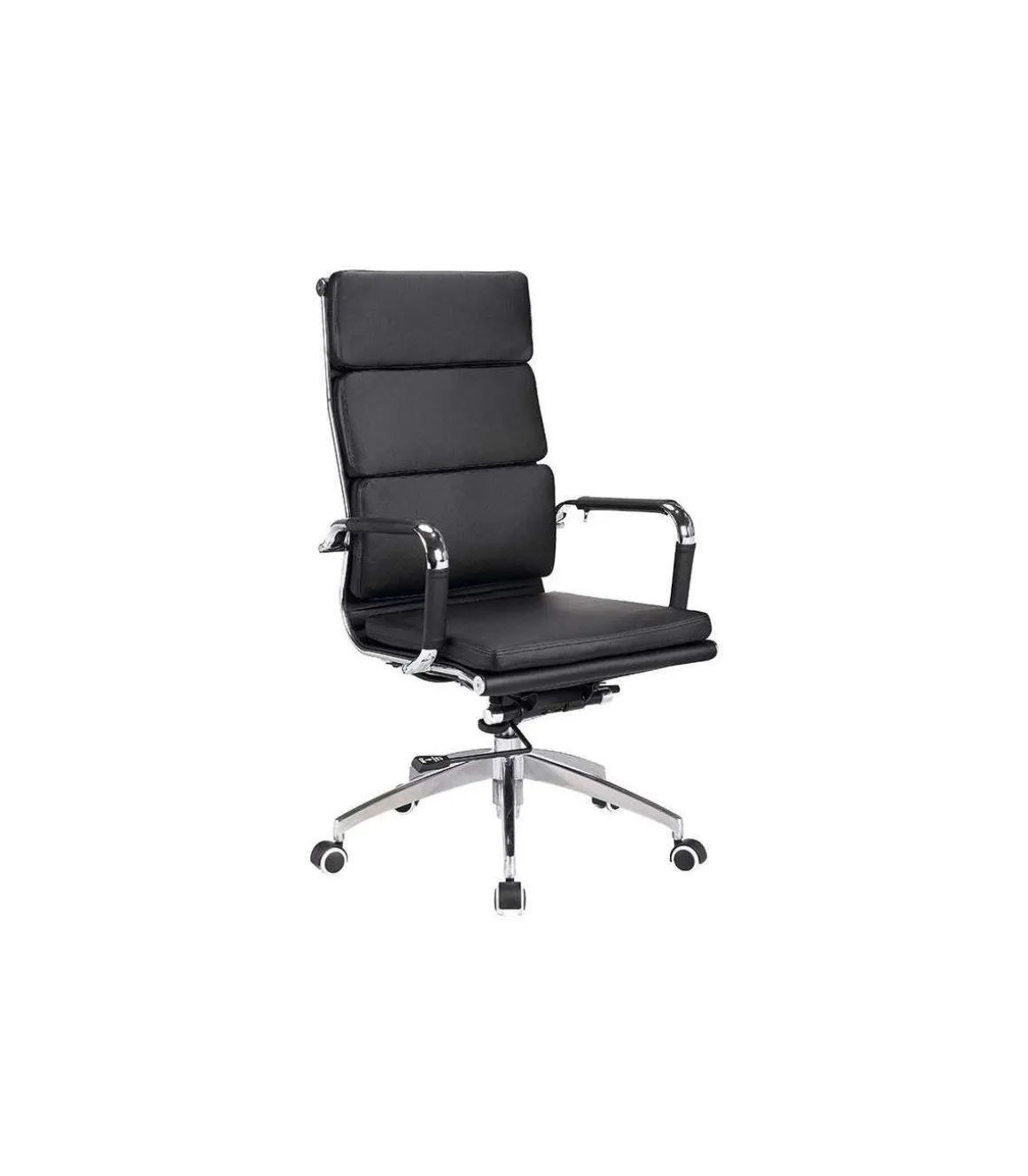 Silla despacho giratoria elevable piel sintetica en color negro, 109-116 cm(alto)61 cm(ancho)69 cm(largo)