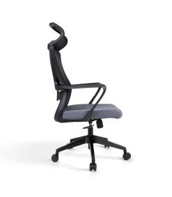 Silla despacho giratoria elevable con reposacabezas acabado negro/gris, 63cm(ancho) 118/128cm(altura) 66cm(fondo)