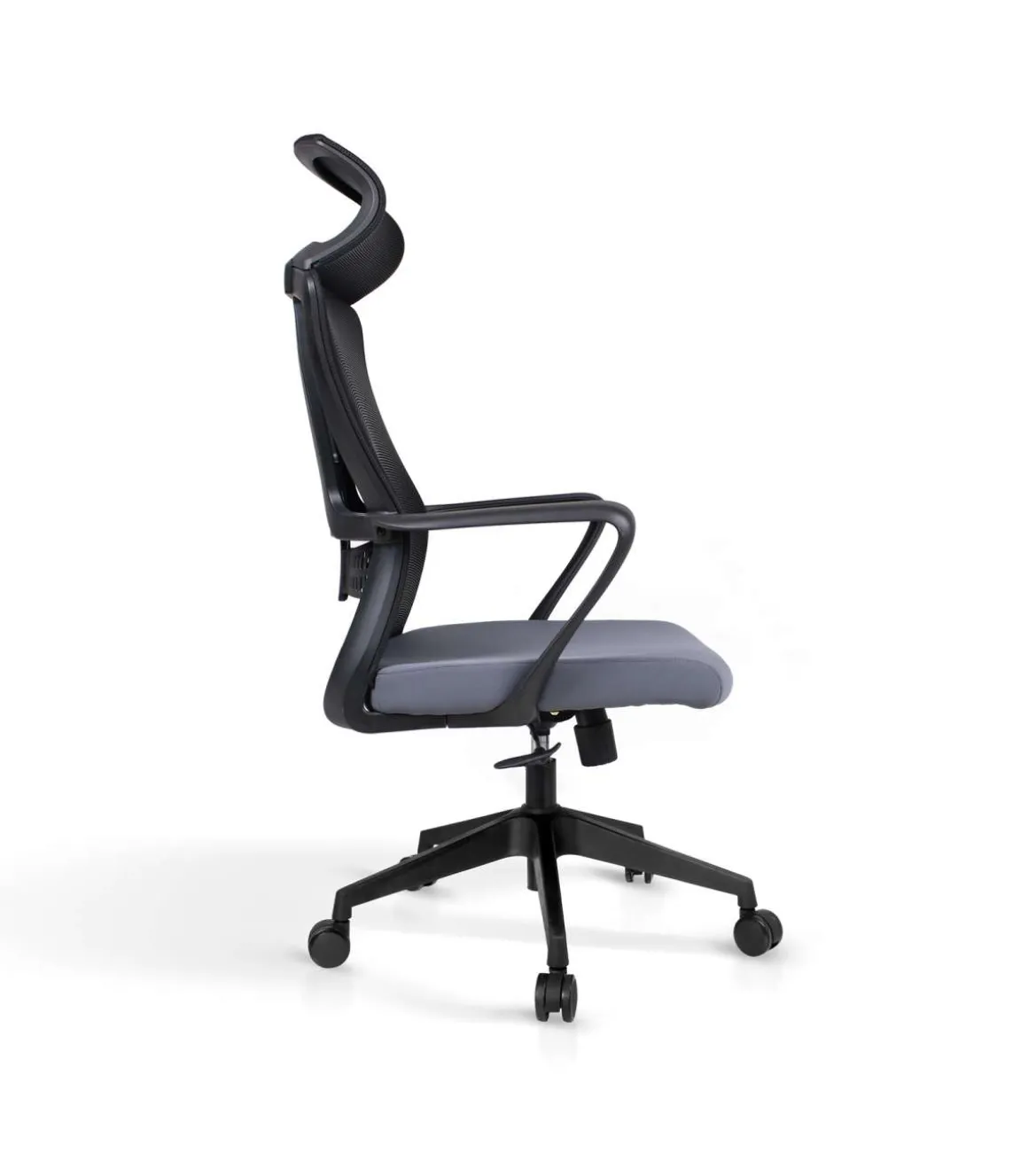 Silla despacho giratoria elevable con reposacabezas acabado negro/gris, 63cm(ancho) 118/128cm(altura) 66cm(fondo)